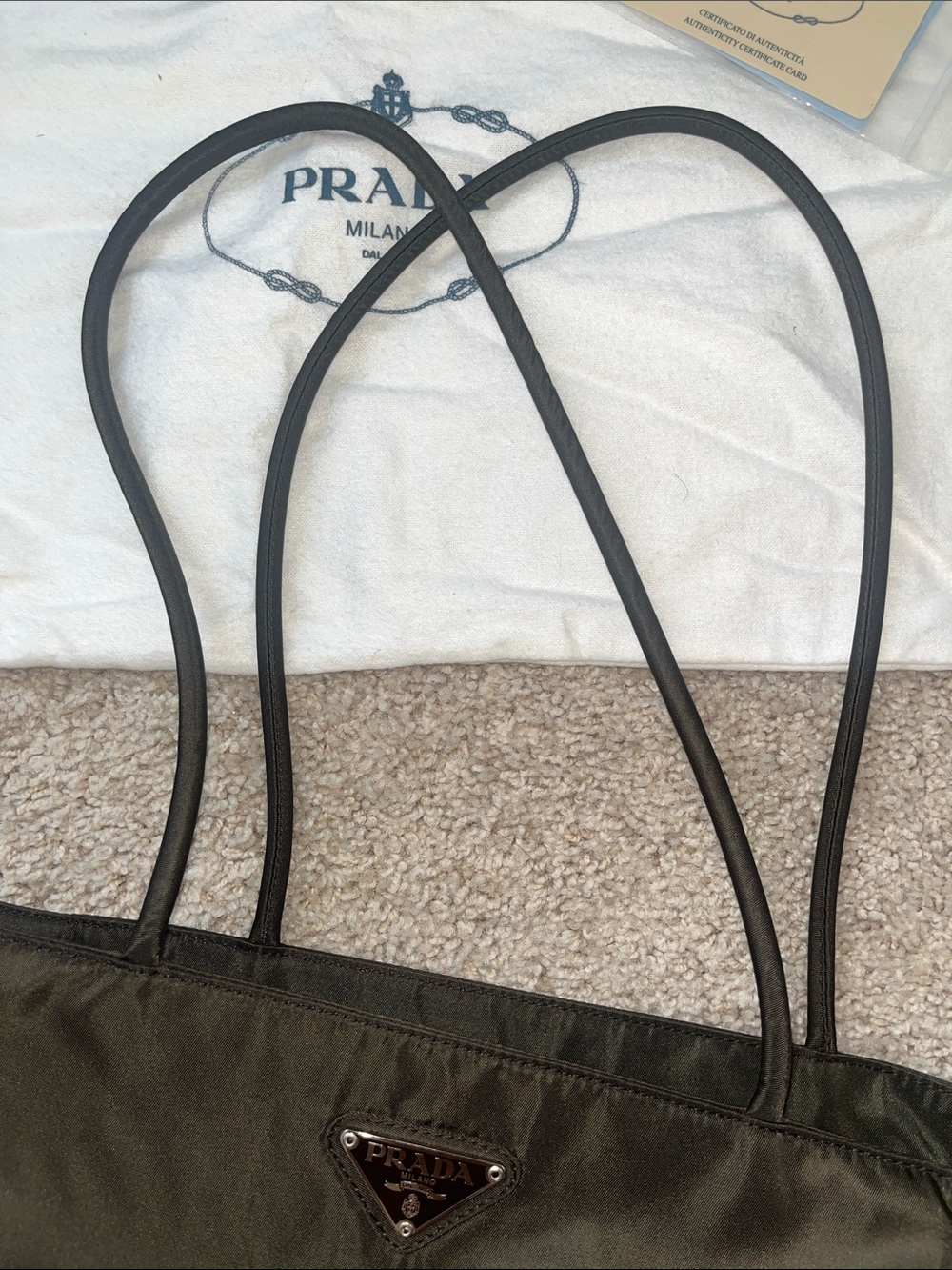 Prada Black Tessuto Shoulder Tote with Triangular Logo - Picture 14 of 15